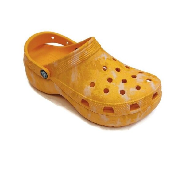 Crocs Shoes - Crocs Womens Classic Platform Graphic Slip On Clogs Sandals Orange Sorbet Size 8